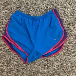 Nike Blue Women's Athletic Shorts with Pink Trim